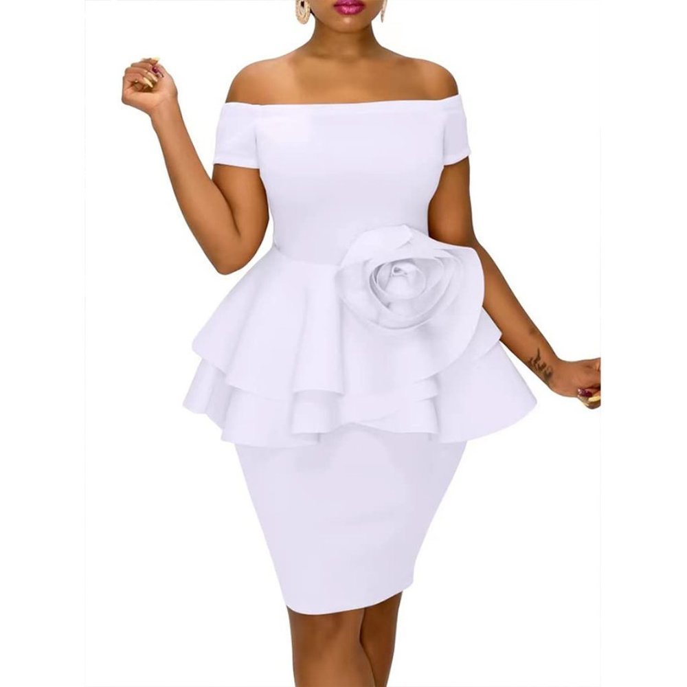 Women's Elegant Off Shoulder Dress White